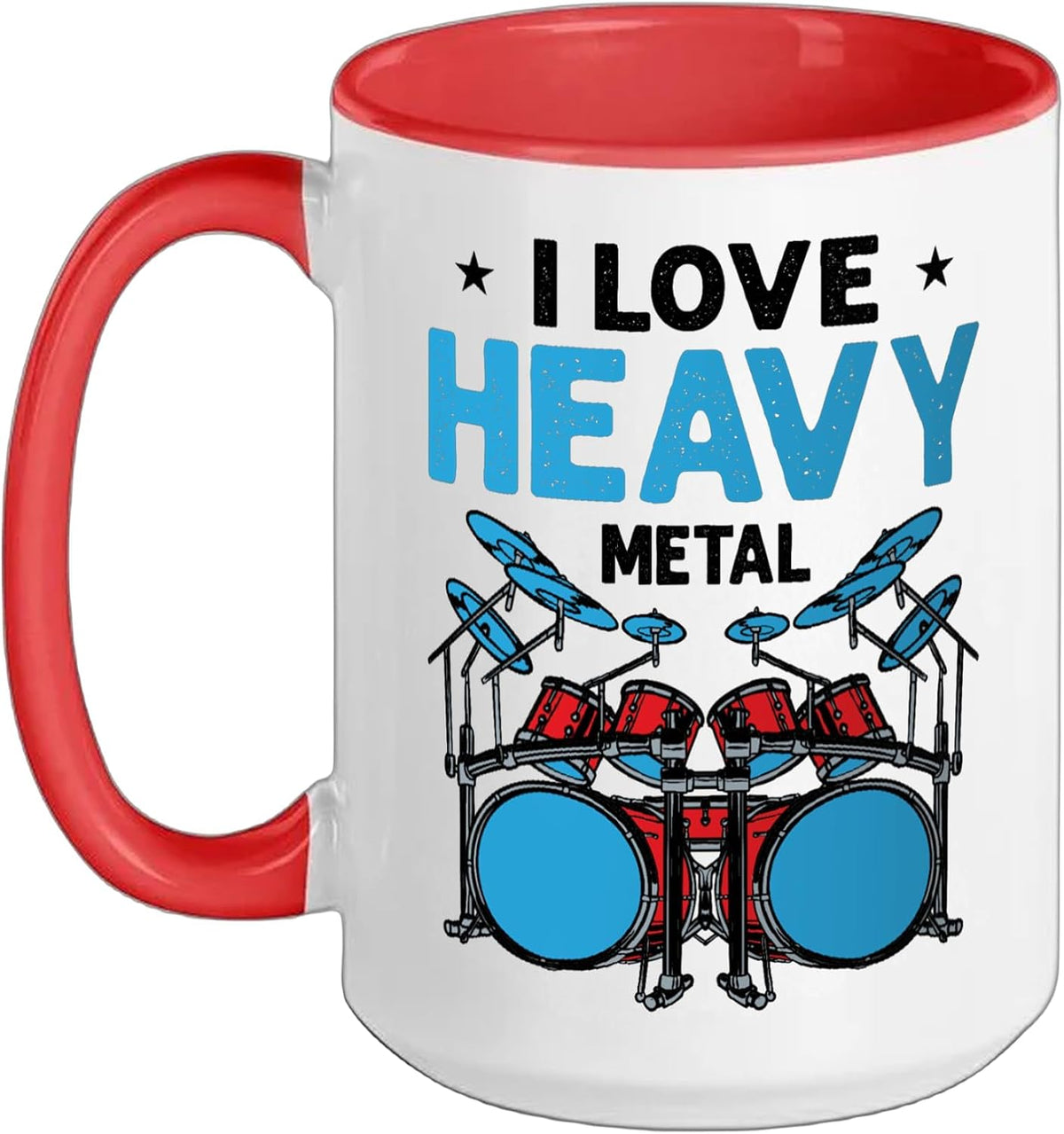 I Love Heavy-Metal Hardrock Drum Kit Ceramic Mug