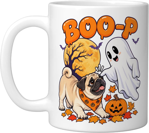 Boo-P Pug Ghost Halloween Dog Lover Cute Spooky Fun Ceramic Mug