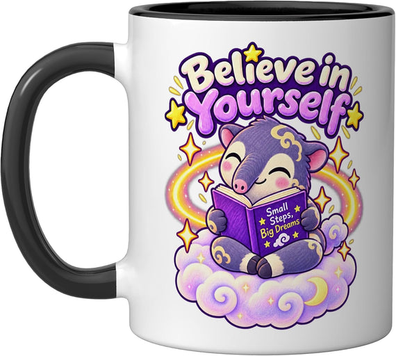 Cute Baku Believe in Yourself Small Steps Big Dreams Ceramic Mug