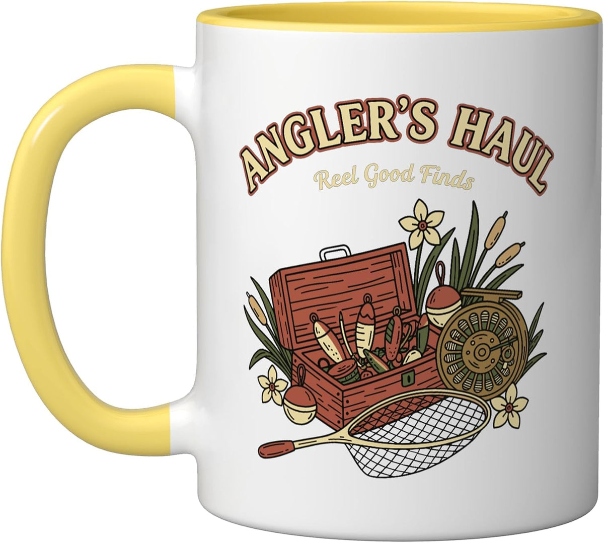Angler Fishing Tackle Retro Graphic Ceramic Mug