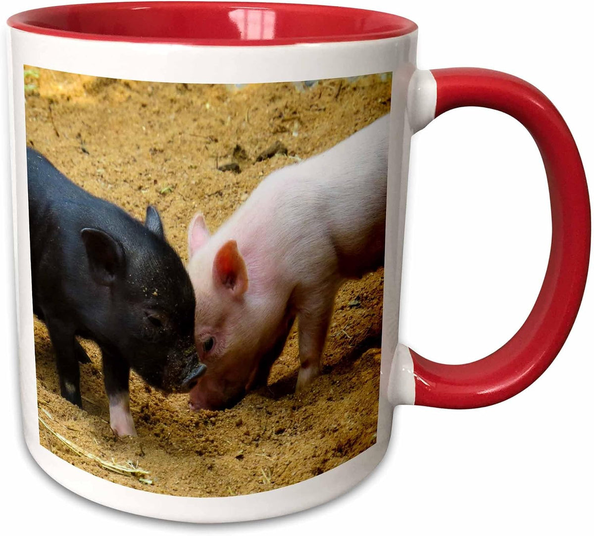 Pink And Black Piglet In The Sand Animal Pigs Ceramic Mug