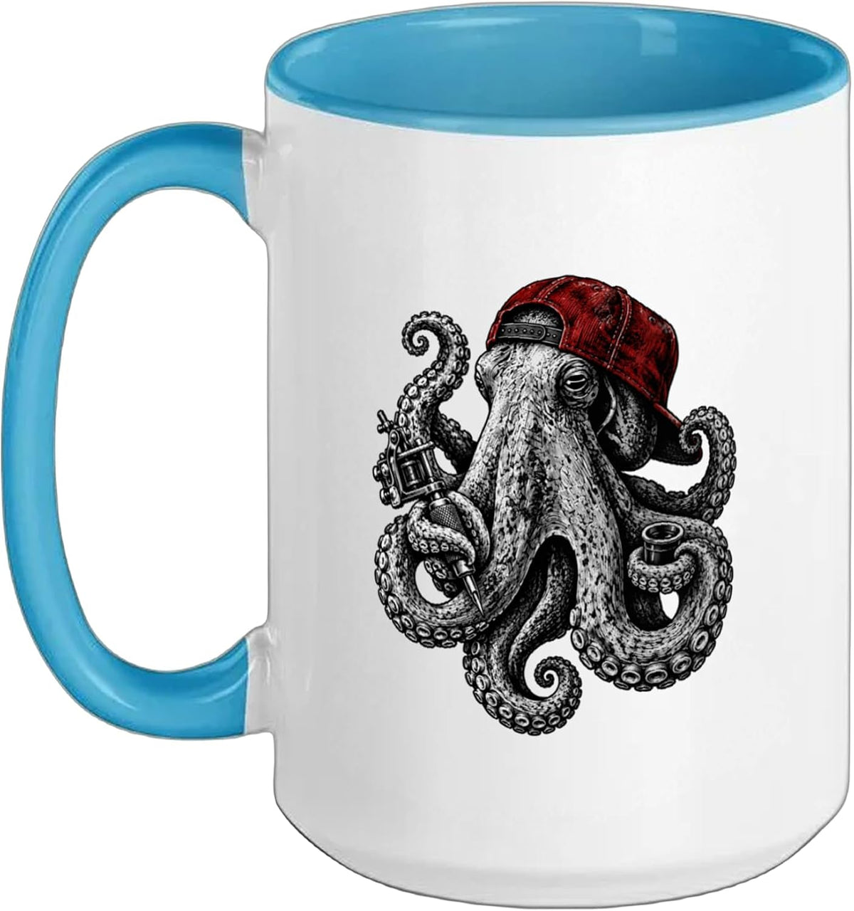 Tattoo Artist Octopus Ink Machine Red Cap Art Ceramic Mug