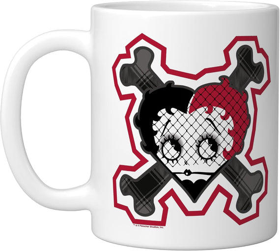 Goth Punk Heart Crossbones Valentine's Day Halloween White Ceramic Mug