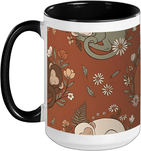 Jungle Leaf Sleepy Monkey - Sleeping Monkey Ceramic Mug