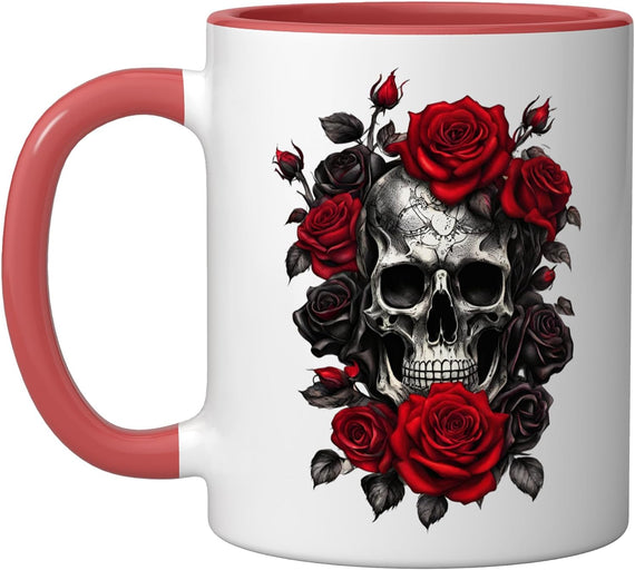 Skeleton Metalhead Skulls and Roses Metal Rock Ceramic Mug