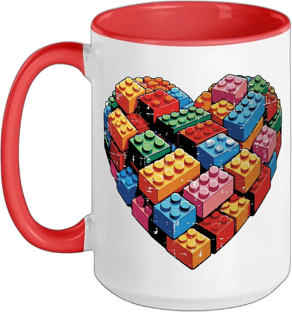 Valentines Day Heart Building Blocks Bricks Boys Kid Ceramic Mug