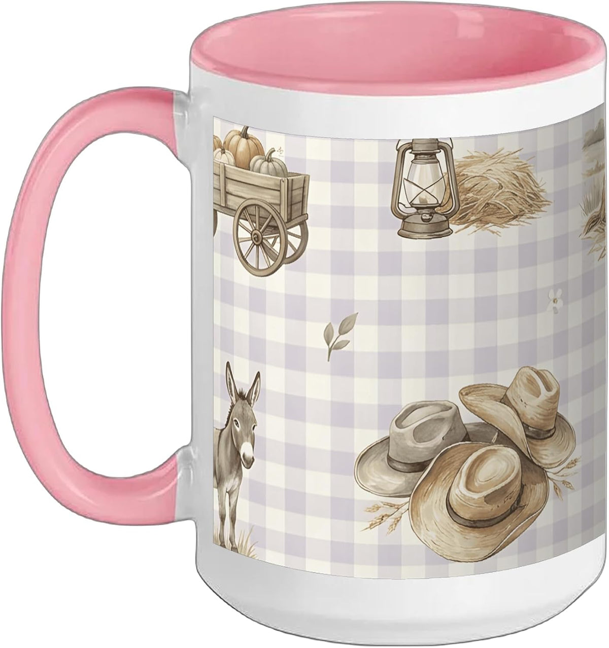 Rustic Farm Donkey Cowboy Hats Wagon Ceramic Mug