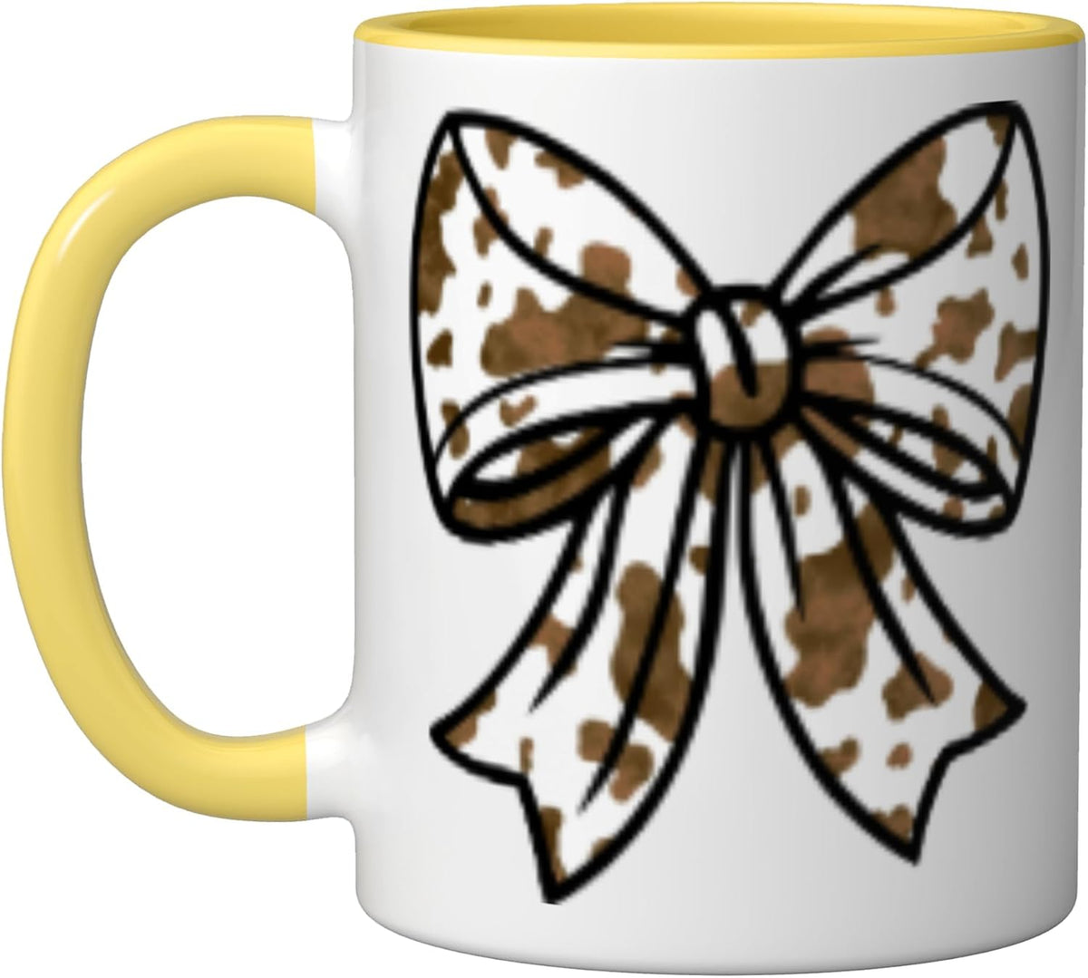 Cow Brown Bow Ceramic Mug