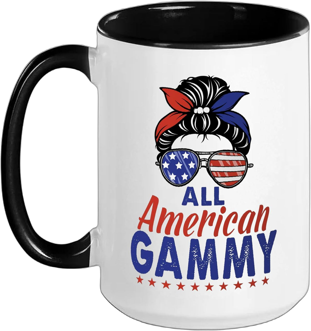 All American Gammy Grandma Sunglasses Usa Flag 4th Of July Ceramic Mug