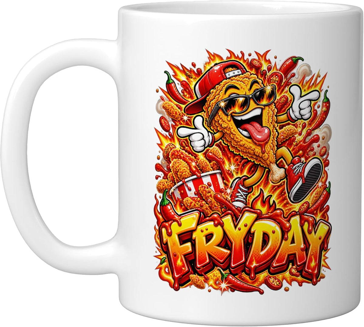 Friday Fryday Spicy Fried Chicken Cartoon Hot Food Lover Ceramic Mug