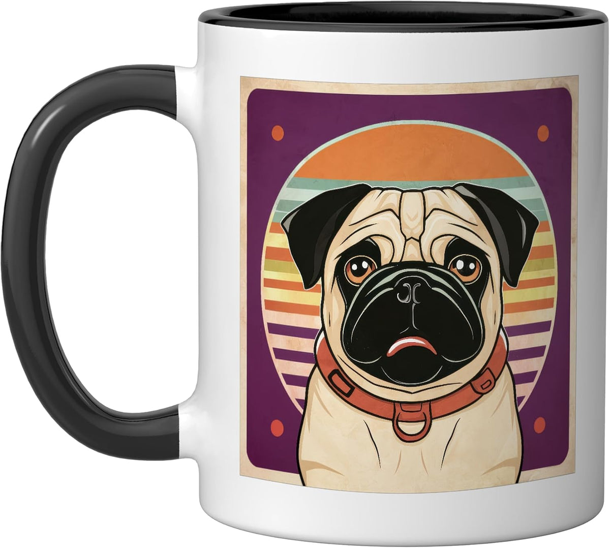 Pug Vintage Retro Sunset Ceramic Mug