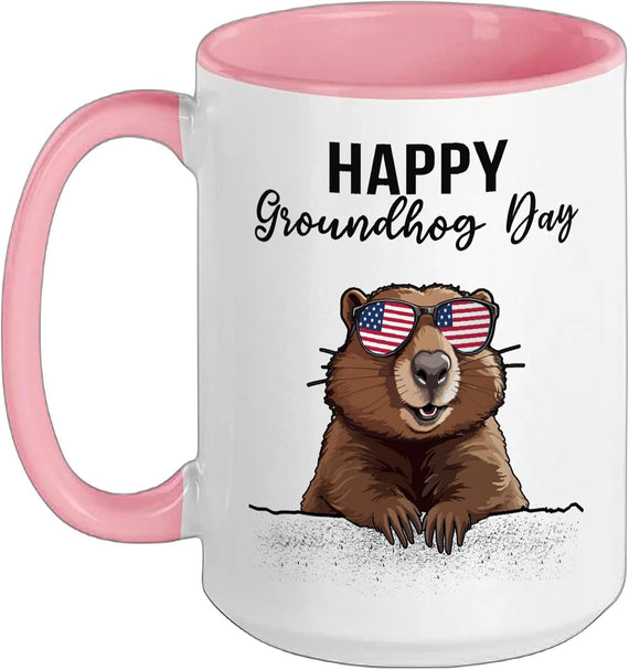 Happy Groundhog Groundhog Animal Rodent Holiday Ceramic Mug