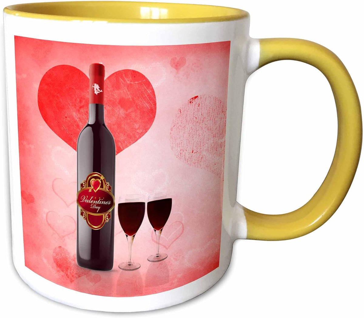 Valentines Day Red Wine & Glasses Romantic Ceramic Mug