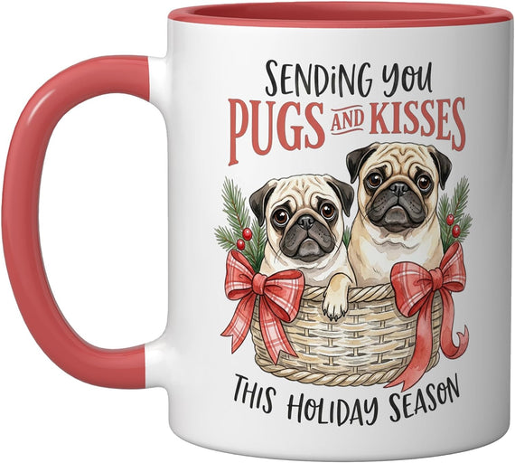 Sending You Pugs And Kisses This Holiday Season Pug Ceramic Mug