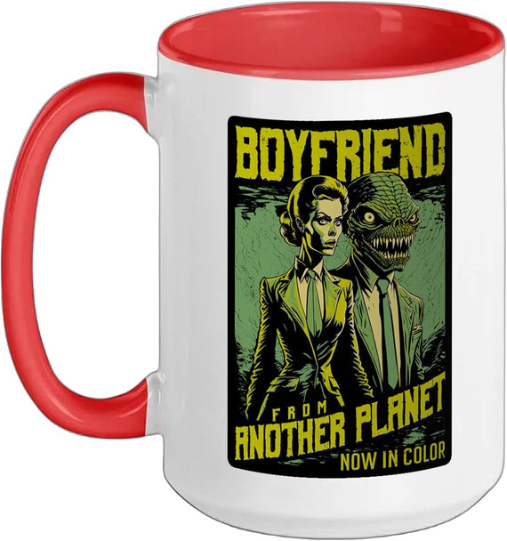 Retro Horror Movie Poster Funny Alien Boyfriend Halloween Ceramic Mug