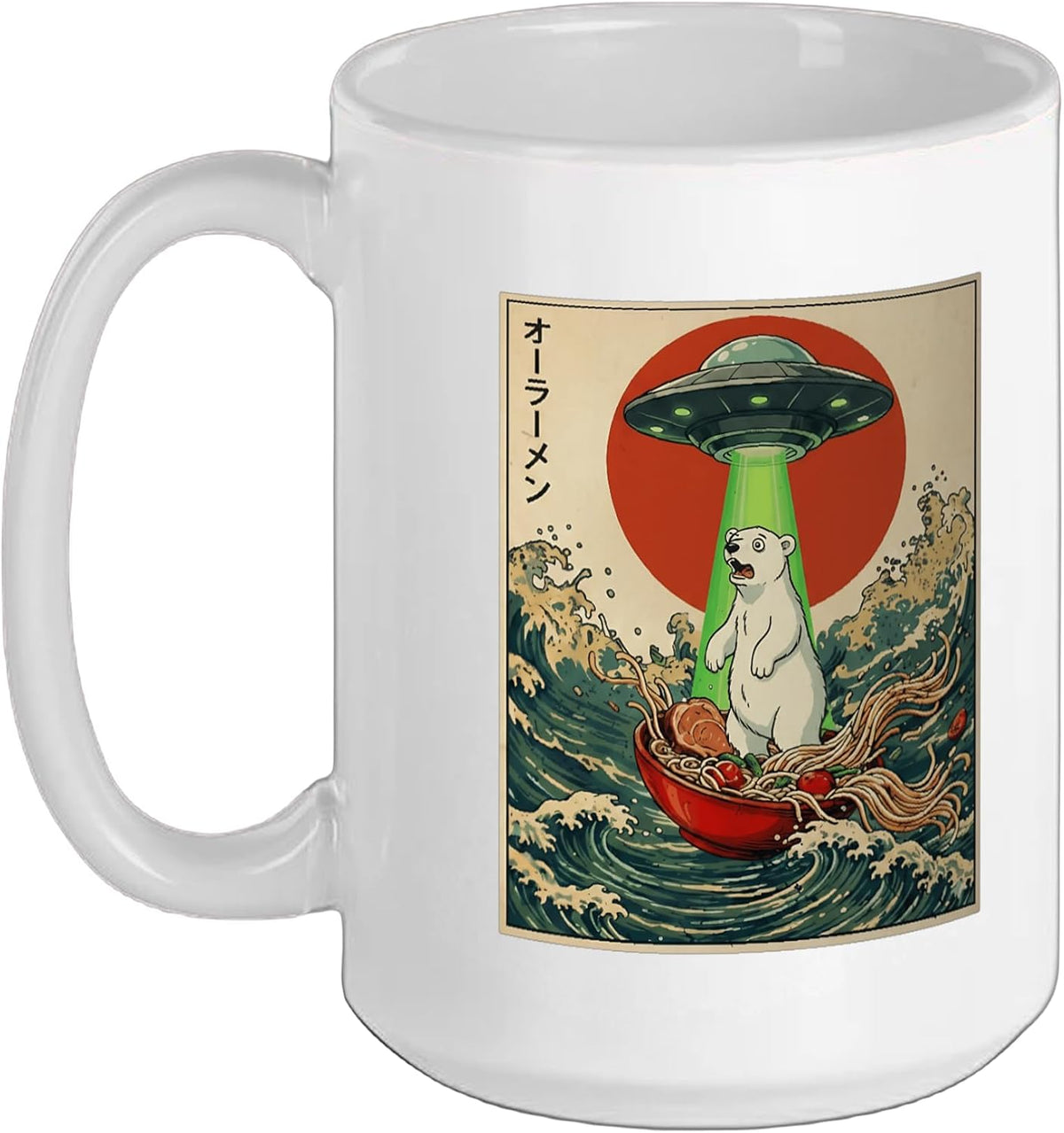 Polar Bear Ramen Ufo Funny Japanese Anime Men Women Kids Ceramic Mug