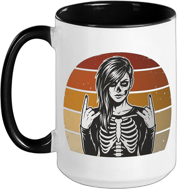 Goth Girl Funny Emo Punk Skeleton Grunge Skull Aesthetic Ceramic Mug
