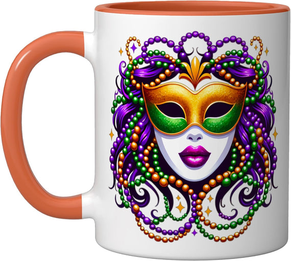 Carnival Lady: A Mardi Gras Masquerade Ceramic Mug