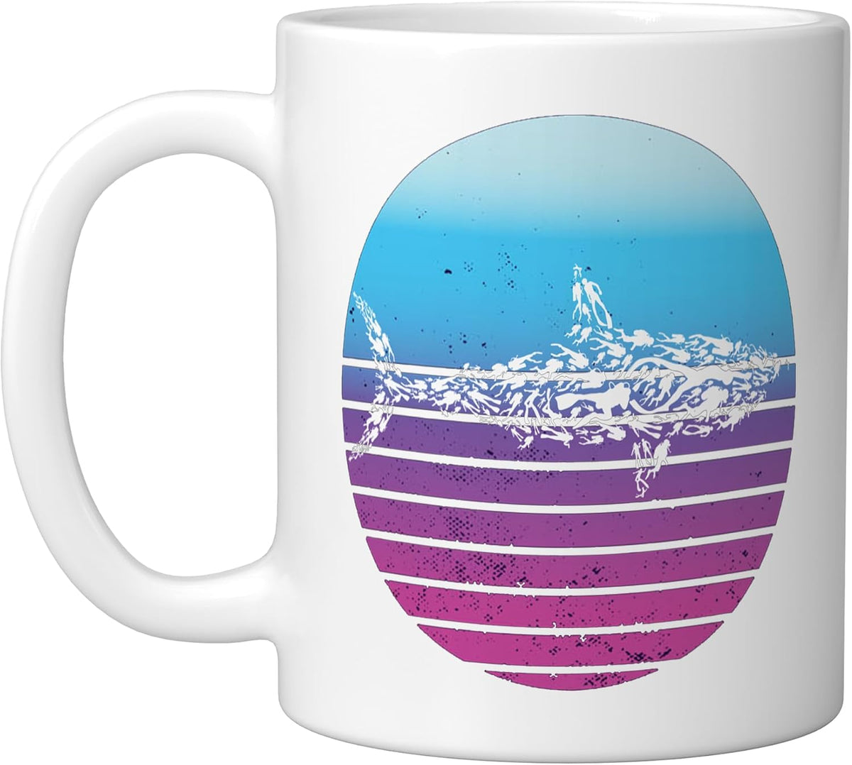 Sharks Scuba Divers Silhouette Ocean Sea Creatures Marine Ceramic Mug