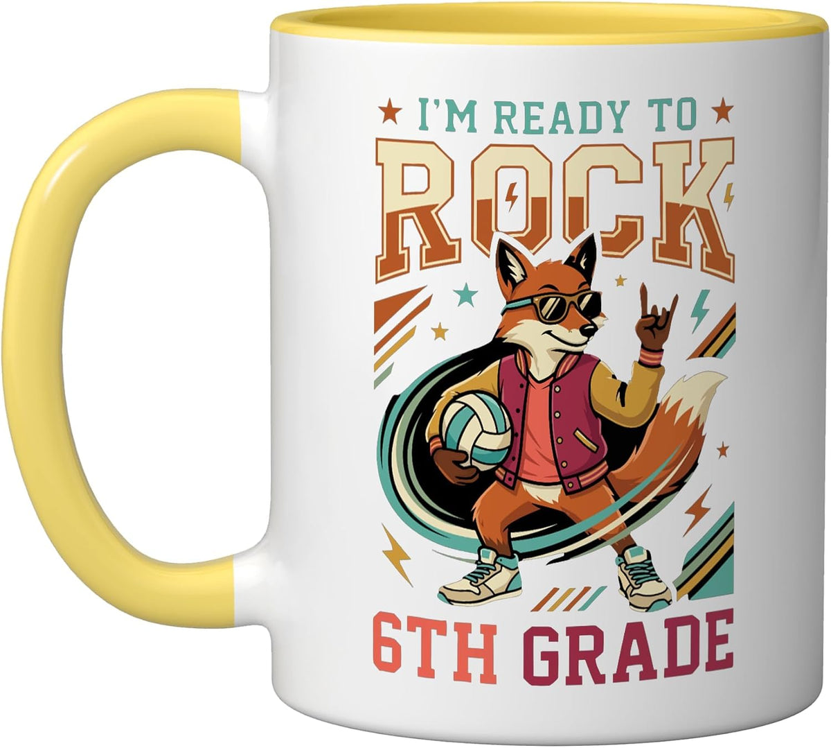 Funny Fox 6th Grade Back To School Volleyball Sixth Grade Ceramic Mug