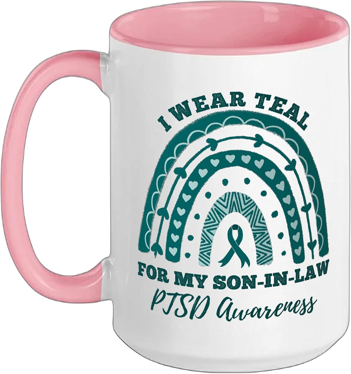 I Wear Teal For My Son-In-Law Ptsd Awareness Rainbow Ceramic Mug