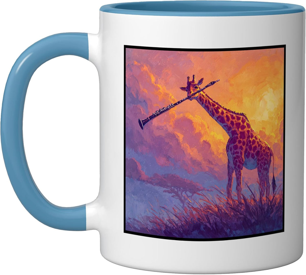 Giraffe Playing Clarinet Music Band Wind Instrument Ceramic Mug