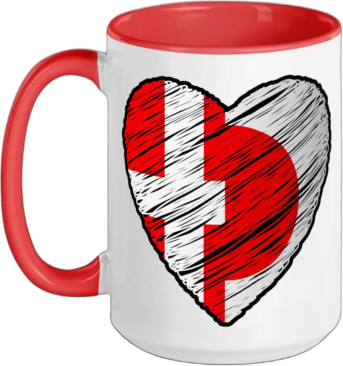 Japan Denmark Heart Japanese Flag Danish Flag Grunge Heart Ceramic Mug