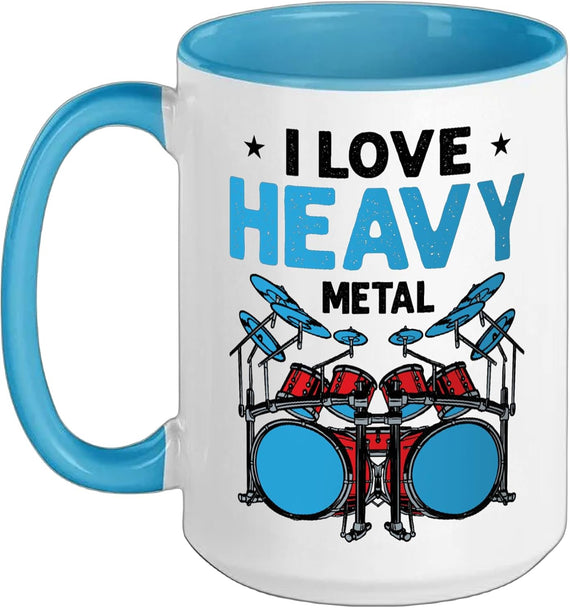 I Love Heavy-Metal Hardrock Drum Kit Ceramic Mug