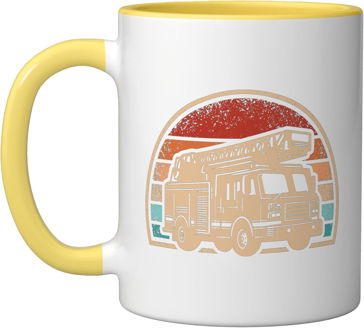 Retro Firefighter Fire Department Fire Truck Men Boys Ceramic Mug