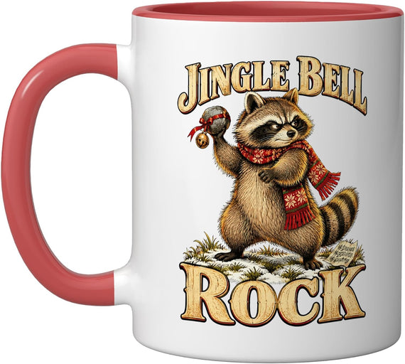 Jingle Bell Rock Funny Christmas Raccoon Pun Ceramic Mug