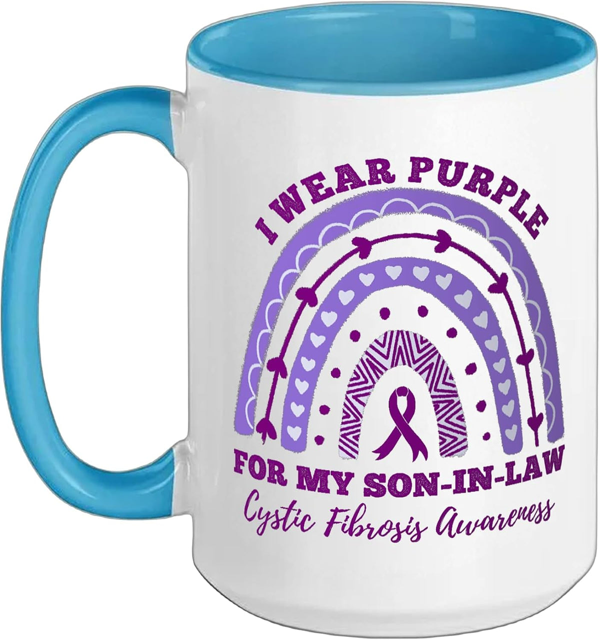 I Wear Purple Son-In-Law Cystic Fibrosis Awareness Rainbow Ceramic Mug