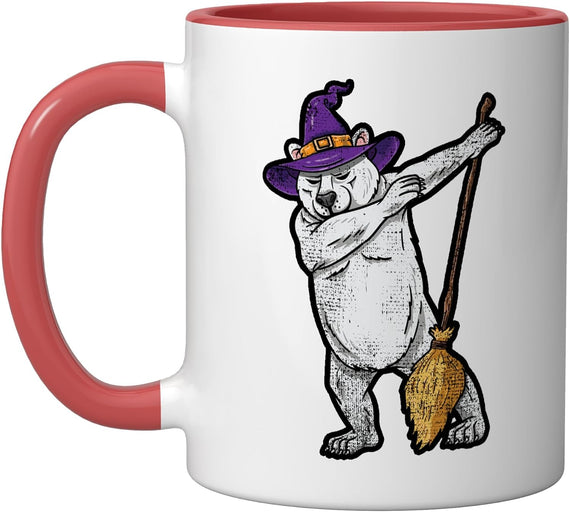 Dabbing Witch Polar Bear Vintage Halloween Ceramic Mug