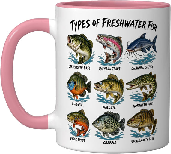 Types Of Freshwater Fish Angler Fisherman Ceramic Mug