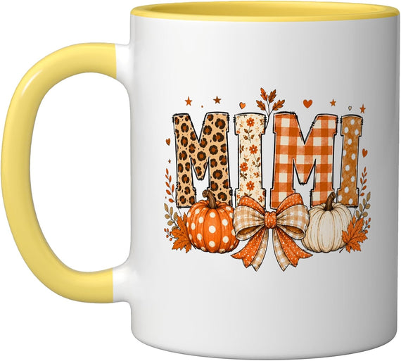 Retro Leopard Mimi Fall Pumpkin Grandma Ceramic Mug