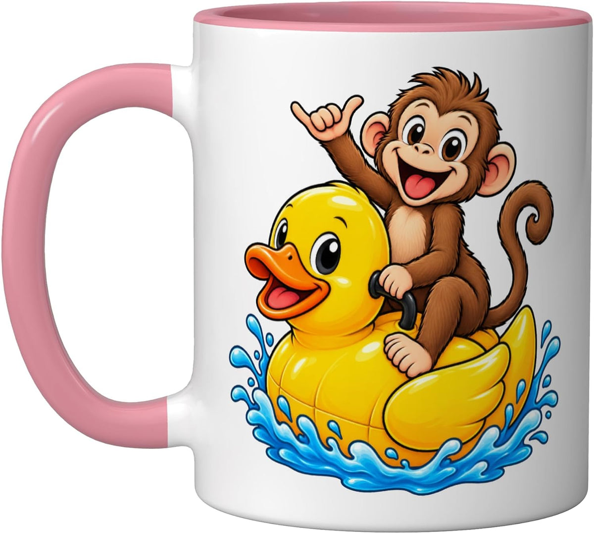 Cute Monkey Rubber Duck Ceramic Mug