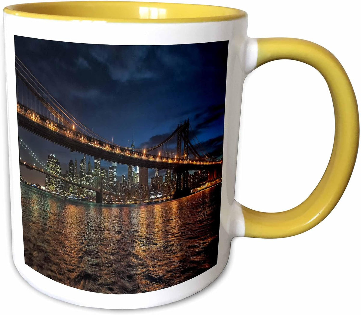 Nyc Bridges At Night Ceramic Mug