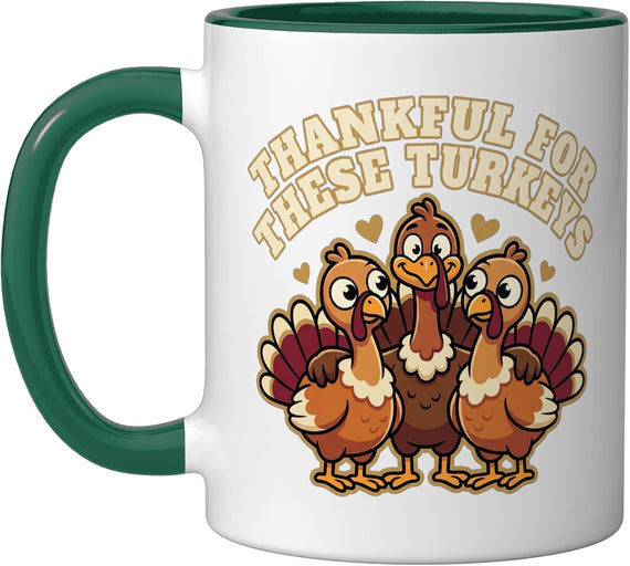 Thankful Turkeys Thanksgiving Family Dark Ceramic Mug