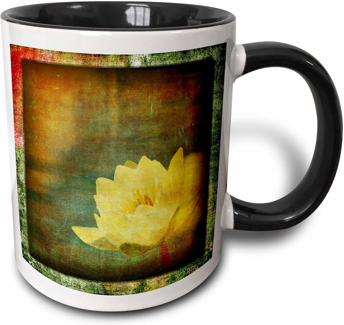 Grunge Yellow Floral Ceramic Mug