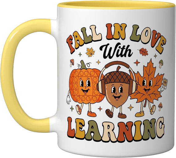 Retro Fall In Love With Learning Thanksgiving Sped Teacher Ceramic Mug