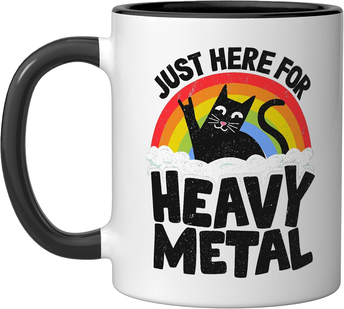 Just Here For Heavy Metal Satan Goth Cat Heavy Metal Ceramic Mug