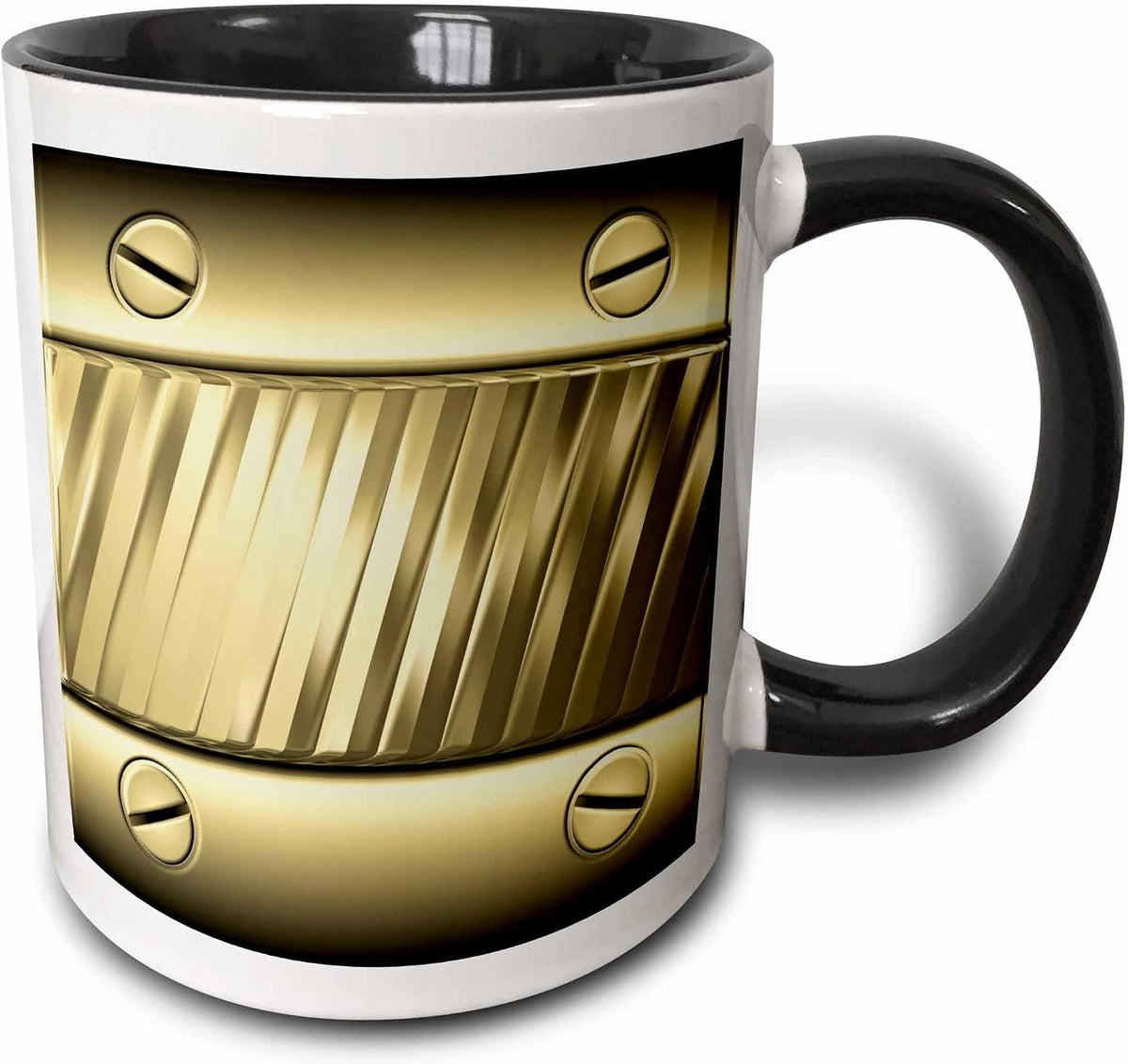Cool Faux Gold Tone Metal Plate Ceramic Mug