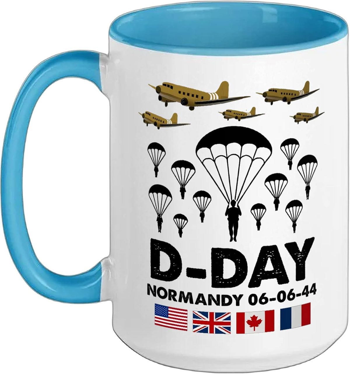D-Day Normandy 06-06-44 Paratroopers Veteran Ceramic Mug