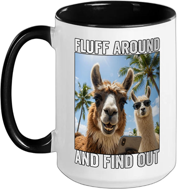 Fluff Around And Find Out Llama Selfie Mug
