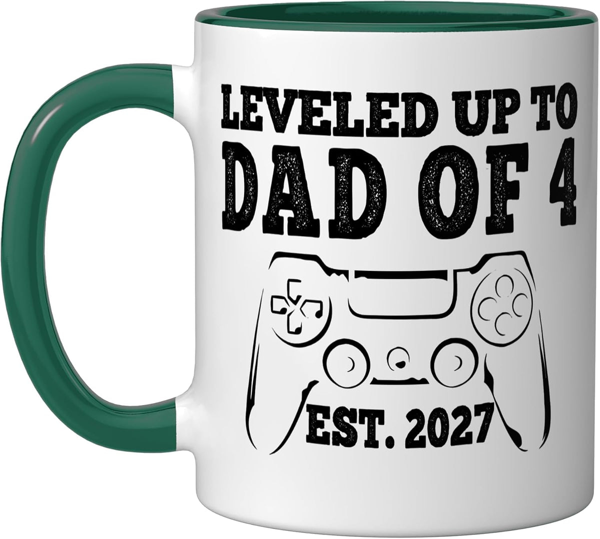 Leveled Up To Dad Of 4 2027 Promoted To Daddy Level Ceramic Mug