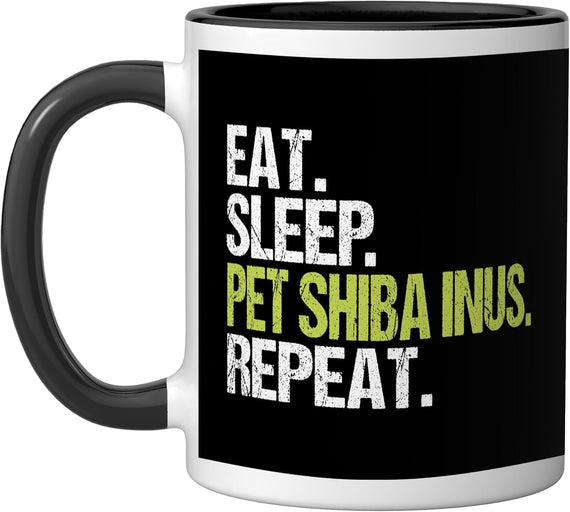 Eat Sleep Pet Shiba Inus Repeat Dog Christmas Ceramic Mug