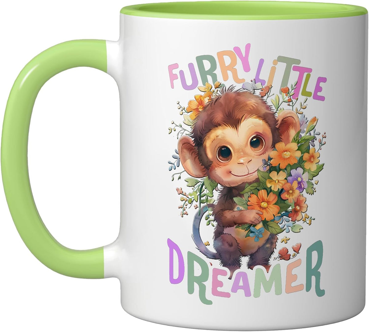 Baby Monkey With Flowers Little Dreamer Ape Monkeys Ceramic Mug