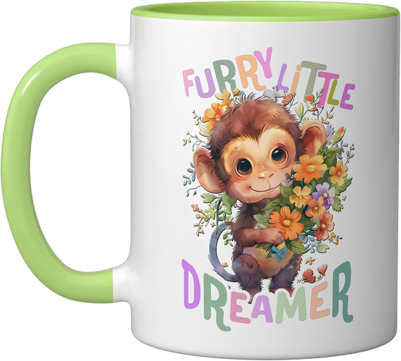 Baby Monkey With Flowers Little Dreamer Ape Monkeys Ceramic Mug