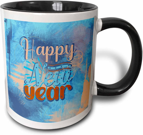 Stars On Happy New Year, Coral Ceramic Mug