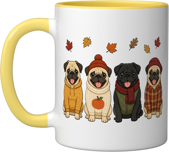Pug Fall Autumn Season Pumpkin Dog Halloween Ceramic Mug