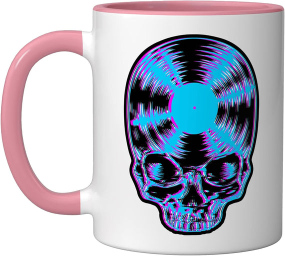 House Music Glitch Optical Illusion Edm Rave Dj Skull Lp Ceramic Mug